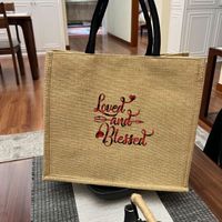 Women's Medium Fabric Letter Basic Classic Style Square Magnetic Buckle Tote Bag main image 4