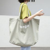 Mujeres Grande Lienzo Letra Ropa De Calle Abierto Bolsa De Lona sku image 2