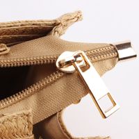 Women's Medium Paper String Solid Color Vintage Style Beach Zipper Crossbody Bag main image 4