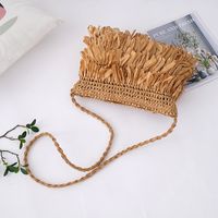 Women's Small Straw Solid Color Vacation Beach Weave Square Zipper Straw Bag main image 4