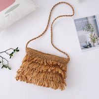 Femmes Petit Paille Couleur Unie Vacances Plage Tisser Carré Fermeture Éclair Sac De Paille main image 6