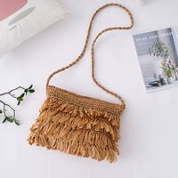 Women's Small Straw Solid Color Vacation Beach Weave Square Zipper Straw Bag sku image 1