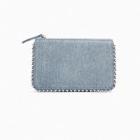 Women's Small Denim Solid Color Vintage Style Classic Style Square Zipper Crossbody Bag sku image 1