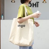 Women's Large Canvas Letter Streetwear Open Canvas Bag main image 5