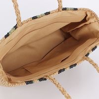 Women's Large Paper String Geometric Vacation Beach Weave Zipper Straw Bag main image 2