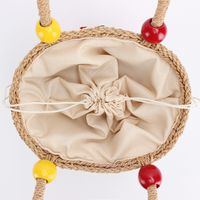 Women's Medium Paper String Color Block Cute Beading Weave String Straw Bag main image 3