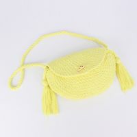 Women's Small Cotton Solid Color Basic Classic Style Tassel Weave Dumpling Shape Lock Clasp Crossbody Bag sku image 2