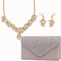 Simple Style Classic Style Leaves Rhinestone Inlay Zircon Women's Earrings Necklace main image 3