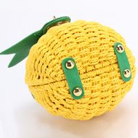 Women's Small Paper String Pineapple Cute Weave Round Lock Clasp Beach Bag main image 3