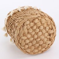 Women's Medium Paper String Solid Color Vacation Beach String Straw Bag main image 2