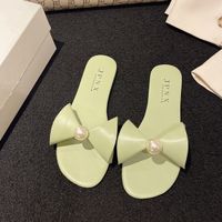 Women's Casual Commute Solid Color Bowknot Round Toe Slides Slippers sku image 13