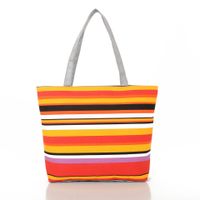 Women's Medium Canvas Rainbow Basic Classic Style Zipper Canvas Bag sku image 9