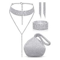 Silver Gold Nylon Solid Color Round Evening Bags sku image 1