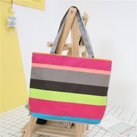 Women's Medium Canvas Rainbow Basic Classic Style Zipper Canvas Bag sku image 14