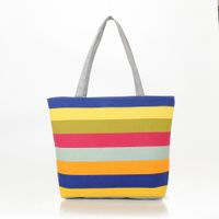 Women's Medium Canvas Rainbow Basic Classic Style Zipper Canvas Bag sku image 3