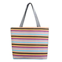 Women's Medium Canvas Rainbow Basic Classic Style Zipper Canvas Bag sku image 12