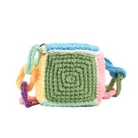 Women's Small Knit Color Block Cute Zipper Crossbody Bag sku image 1