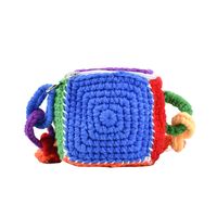 Women's Small Knit Color Block Cute Zipper Crossbody Bag sku image 2