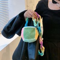 Women's Small Knit Color Block Cute Zipper Crossbody Bag main image 4