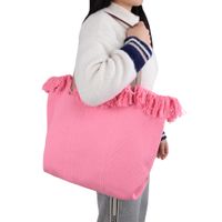 Femmes Moyen Toile Couleur Unie De Base Style Classique Gland Boucle Magnétique Sac À Main main image 4