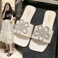 Women's Casual Vacation Solid Color Rhinestone Square Toe Slides Slippers main image 5