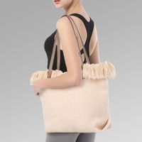 Femmes Moyen Toile Couleur Unie De Base Style Classique Gland Boucle Magnétique Sac À Main main image 1