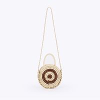 Women's Small Paper String Color Block Solid Color Vintage Style Beach Weave Zipper Straw Bag main image 1