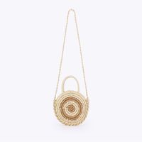 Women's Small Paper String Color Block Solid Color Vintage Style Beach Weave Zipper Straw Bag sku image 4