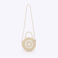 Women's Small Paper String Color Block Solid Color Vintage Style Beach Weave Zipper Straw Bag sku image 1