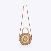 Women's Small Paper String Color Block Solid Color Vintage Style Beach Weave Zipper Straw Bag sku image 2