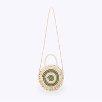 Women's Small Paper String Color Block Solid Color Vintage Style Beach Weave Zipper Straw Bag sku image 3