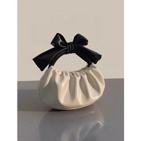 Women's Small Pu Leather Solid Color Cute Bowknot Magnetic Buckle Cloud Shape Bag main image 3