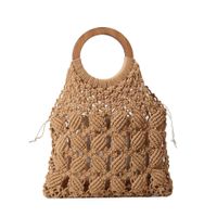 Women's Medium Fabric Solid Color Basic Classic Style Weave Hollow Open Straw Bag sku image 3