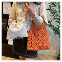 Women's Medium Fabric Solid Color Basic Classic Style Weave Hollow Open Straw Bag main image 2