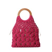 Women's Medium Fabric Solid Color Basic Classic Style Weave Hollow Open Straw Bag sku image 7