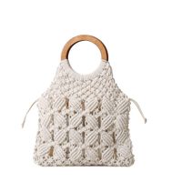 Women's Medium Fabric Solid Color Basic Classic Style Weave Hollow Open Straw Bag sku image 1