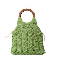 Women's Medium Fabric Solid Color Basic Classic Style Weave Hollow Open Straw Bag sku image 9
