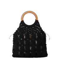 Women's Medium Fabric Solid Color Basic Classic Style Weave Hollow Open Straw Bag sku image 5