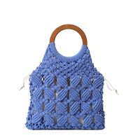 Women's Medium Fabric Solid Color Basic Classic Style Weave Hollow Open Straw Bag sku image 8