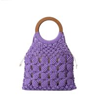 Women's Medium Fabric Solid Color Basic Classic Style Weave Hollow Open Straw Bag sku image 6
