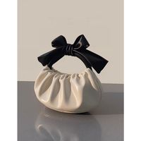 Women's Small Pu Leather Solid Color Cute Bowknot Magnetic Buckle Cloud Shape Bag main image 4