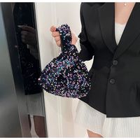 Women's Small Sequin Solid Color Vintage Style Classic Style Sequins Open Evening Bag main image 4