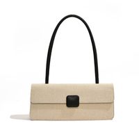 Women's Medium Pu Leather Solid Color Streetwear Lock Clasp Baguette Bag Shoulder Bag sku image 1