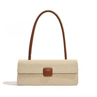 Women's Medium Pu Leather Solid Color Streetwear Lock Clasp Baguette Bag Shoulder Bag sku image 2