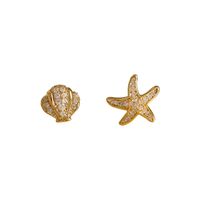 Copper Elegant Starfish Shell Zircon Ear Studs main image 5