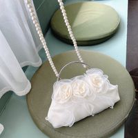 Women's Mini Polyester Solid Color Flower Elegant Vintage Style Dumpling Shape Lock Clasp Evening Bag sku image 1