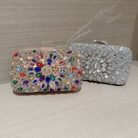 Rhinestone Colorful Solid Color Square Evening Bags main image 1