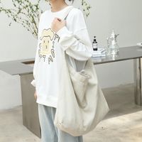 Women's Large Canvas Solid Color Basic Vintage Style Open Canvas Bag main image 2