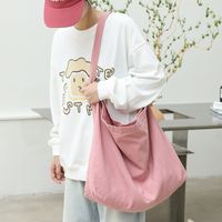 Women's Large Canvas Solid Color Basic Vintage Style Open Canvas Bag main image 6