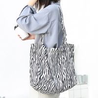 Women's Large Canvas Zebra Streetwear Open Canvas Bag sku image 1